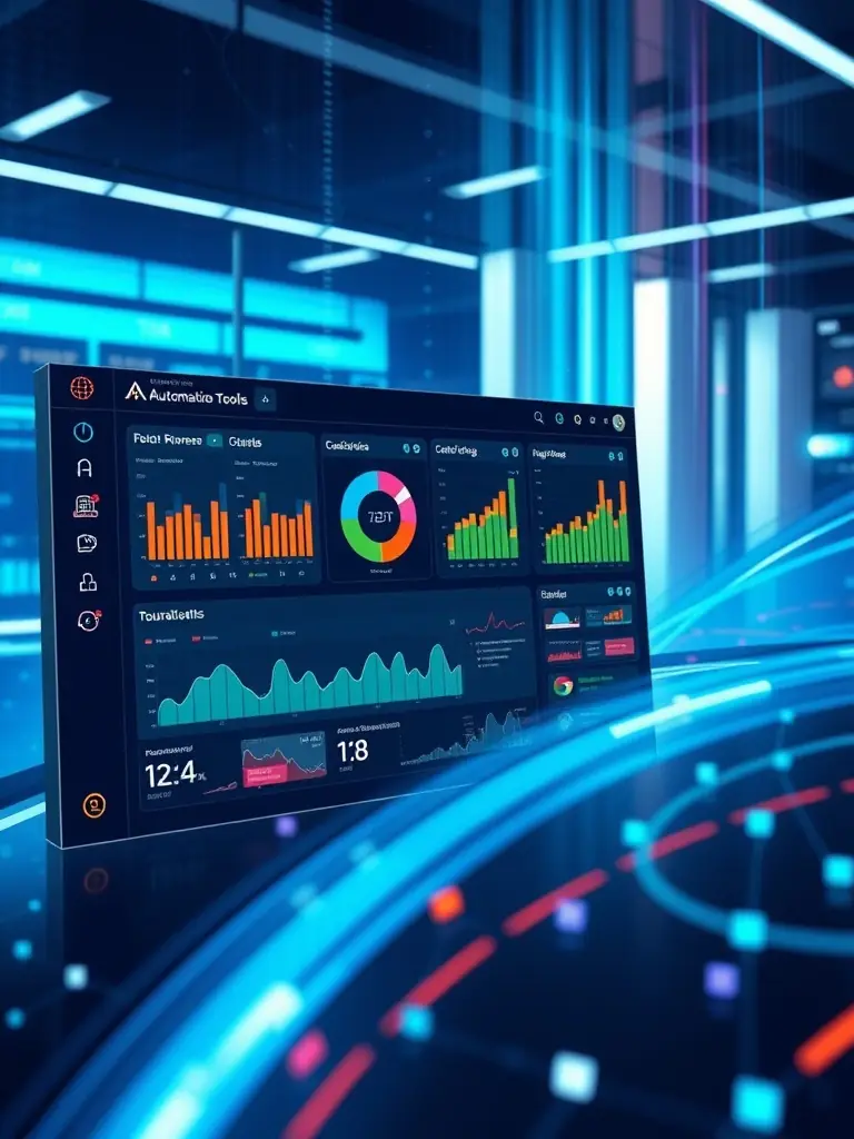A visually appealing dashboard showcasing a branded automation system, displaying key performance indicators and streamlined workflows.
